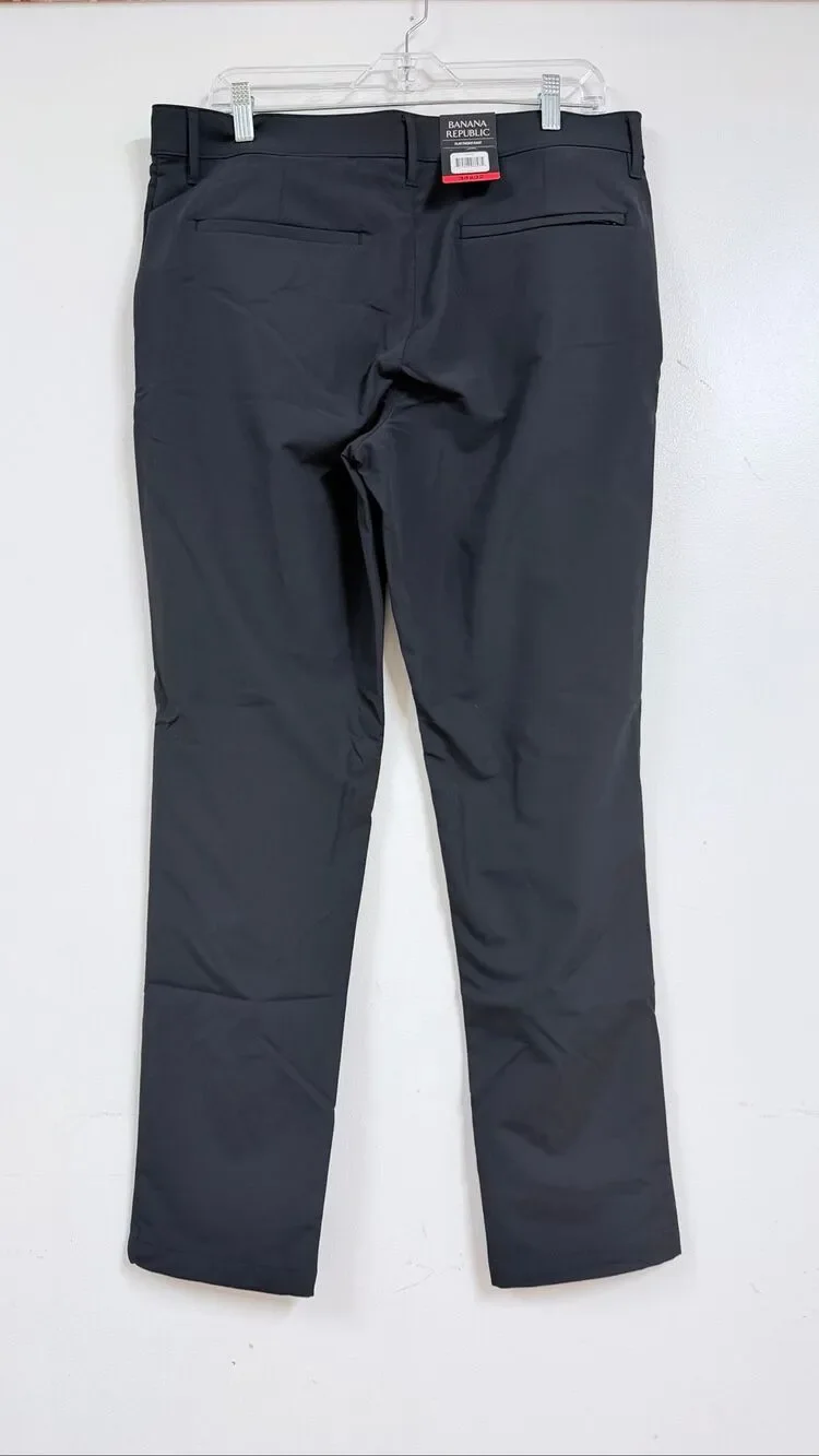 Banana Republic Men's Flat Front Performance Stretch Pants - Black (34x32) NWT B